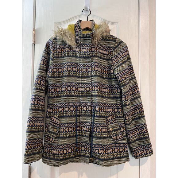 Mossimo Supply Co. Geometric Aztec Print Jacket Faux Fur Hood Women's M - Picture 1 of 11